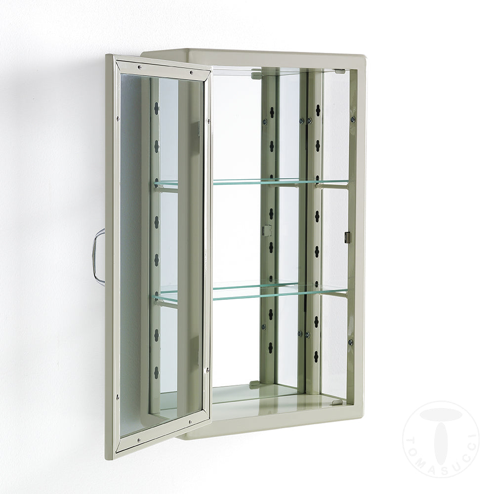 Vetrina pensile 1 anta in acciaio laccato avorio lucido cm 42x17x70h - immagine 2