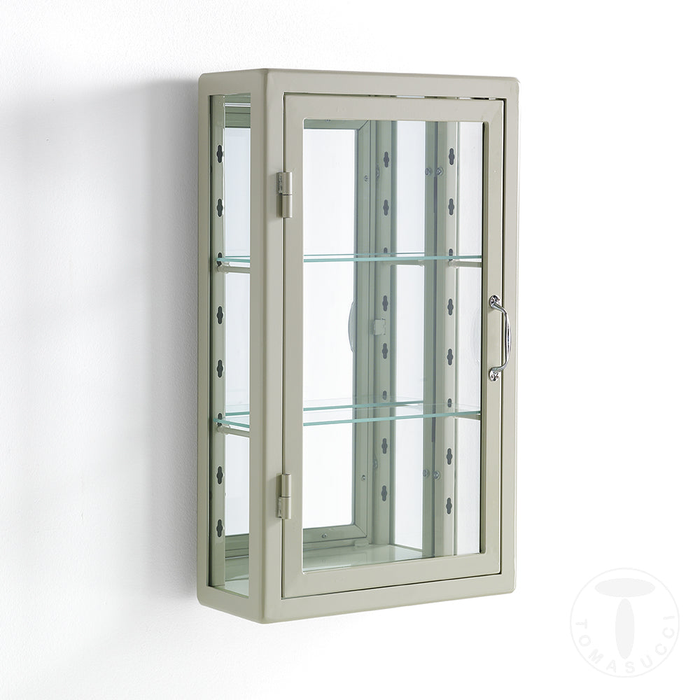 Vetrina pensile 1 anta in acciaio laccato avorio lucido cm 42x17x70h