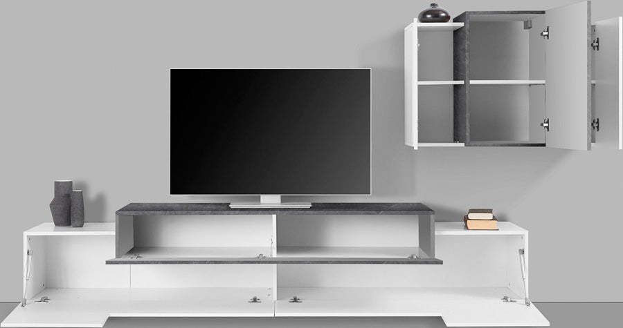 Auryn - Parete attrezzata moderna con mobile porta tv e pensile - vari colori - immagine 2