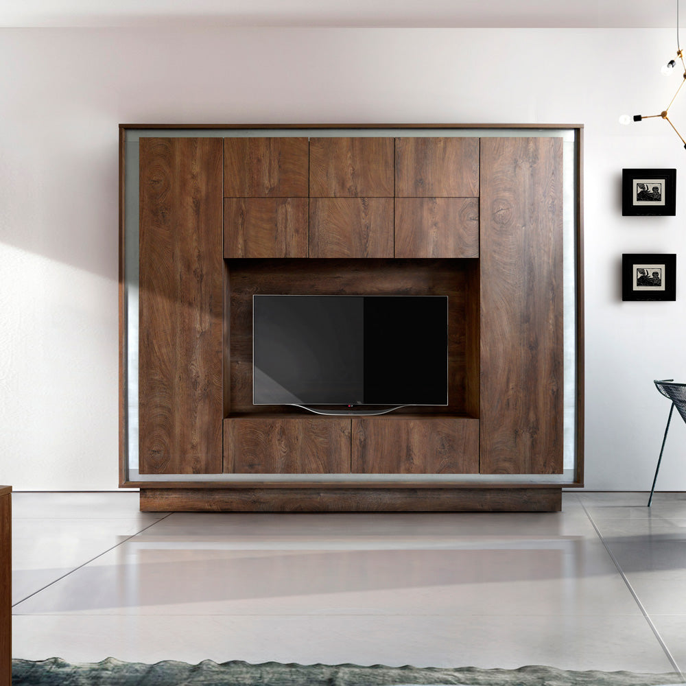 Pauline - Parete attrezzata design moderno con porta tv rovere cognac - immagine 2