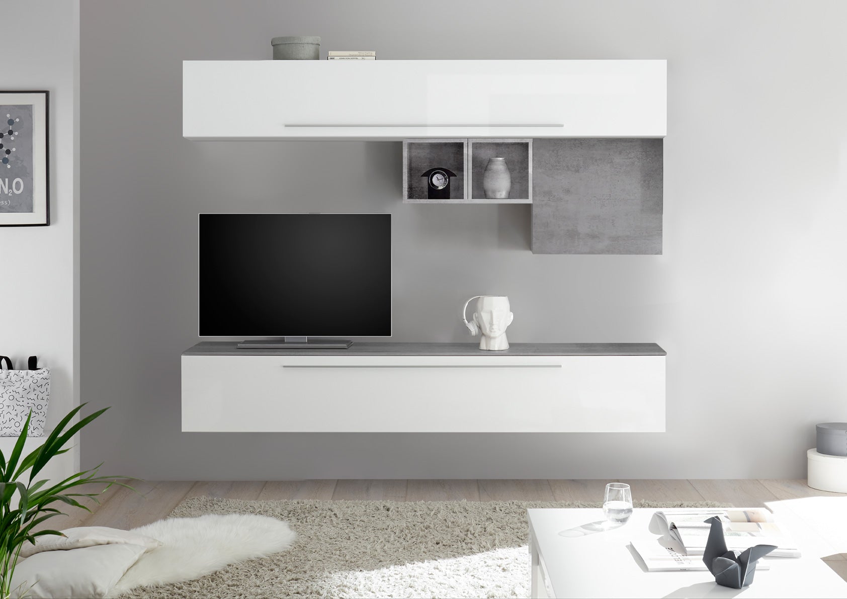 Crimi - Parete moderna sospesa componibile per soggiorno - vari colori