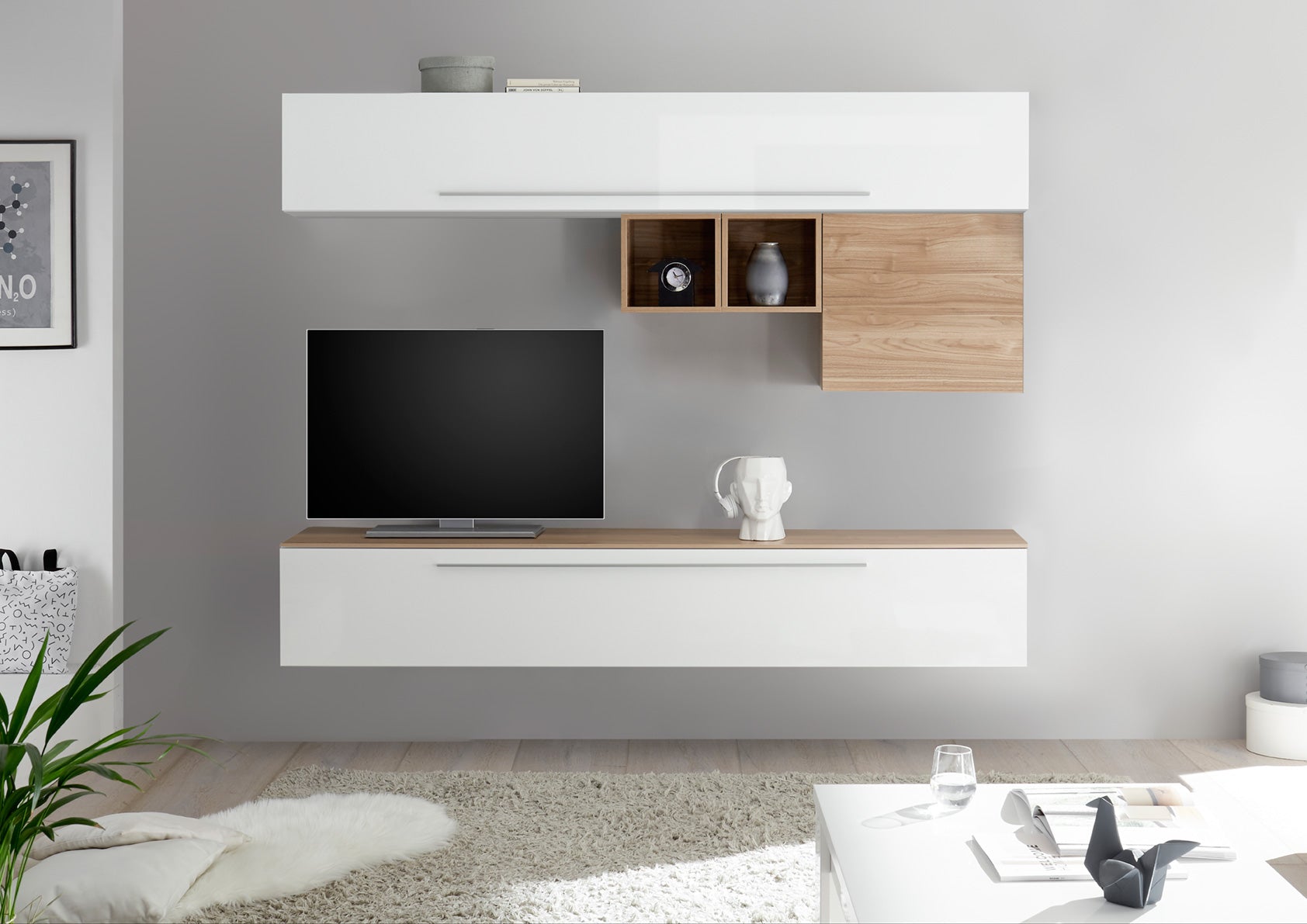 Crimi - Parete moderna sospesa componibile per soggiorno - vari colori - immagine 2