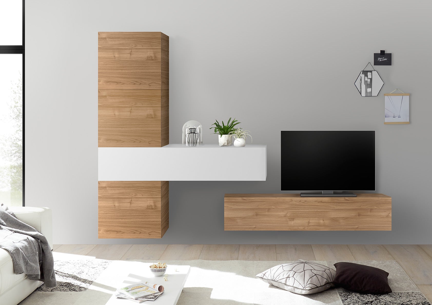 Vivid - Parete living moderna sospesa colorata con pensili - vari colori - immagine 2