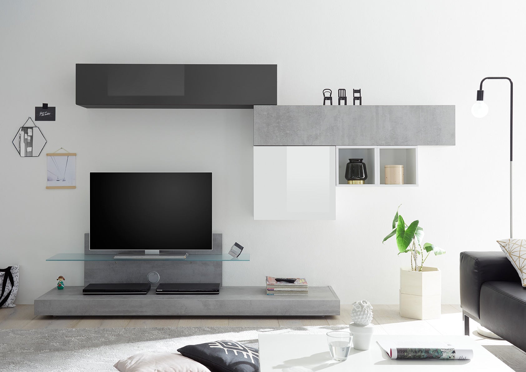 Nausica - Parete da soggiorno con porta tv design contemporaneo - vari colori