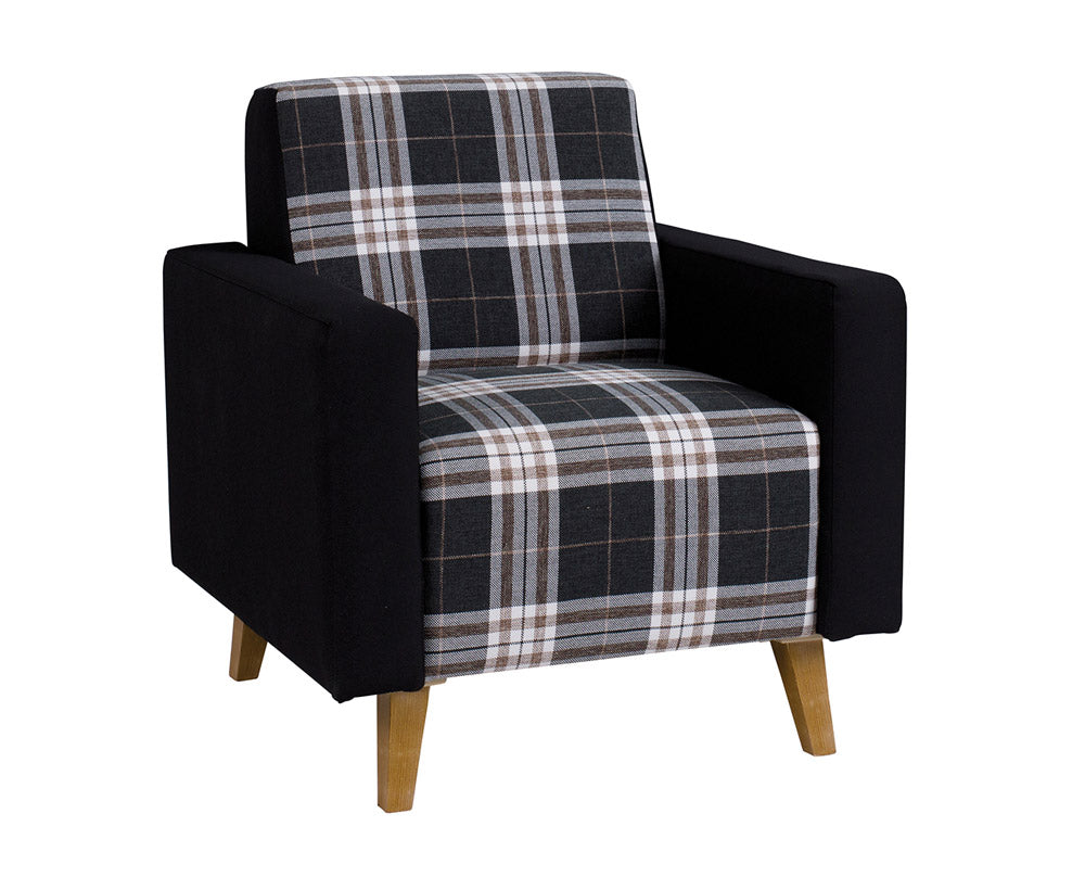 Samoyla - Poltrona moderna da salotto in tessuto scozzese cm 75x92x80h