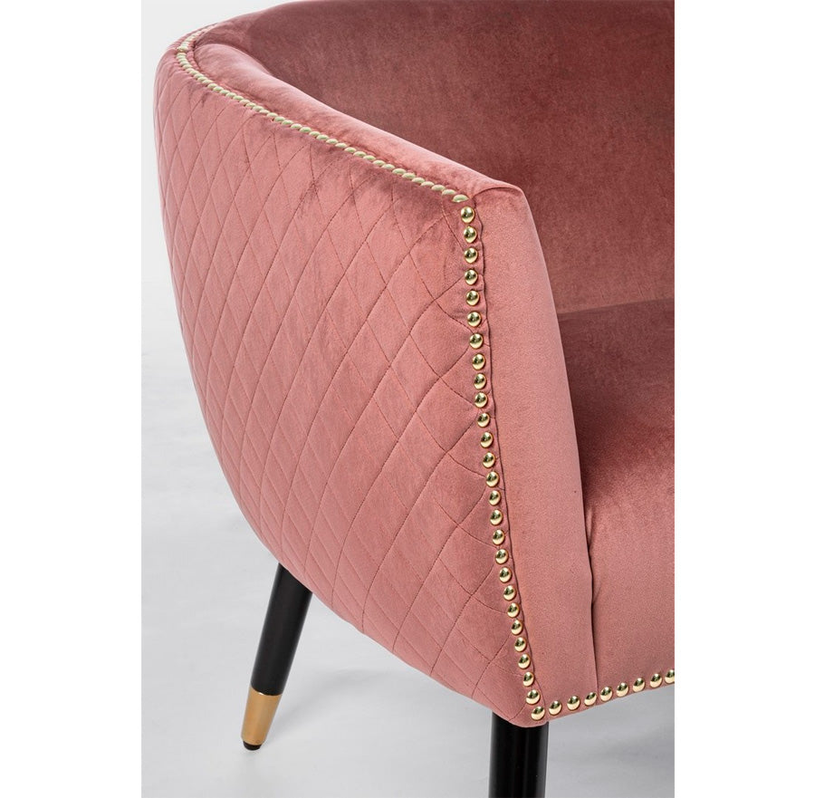 Poltrona moderna da salotto in velluto con borchie gambe in legno cm 74x71x71h - vari colori - immagine 2