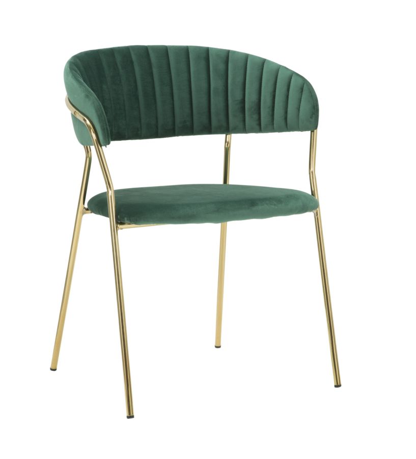 Poltroncina da salotto in metallo colore oro e velluto colore verde cm 58x55x76h