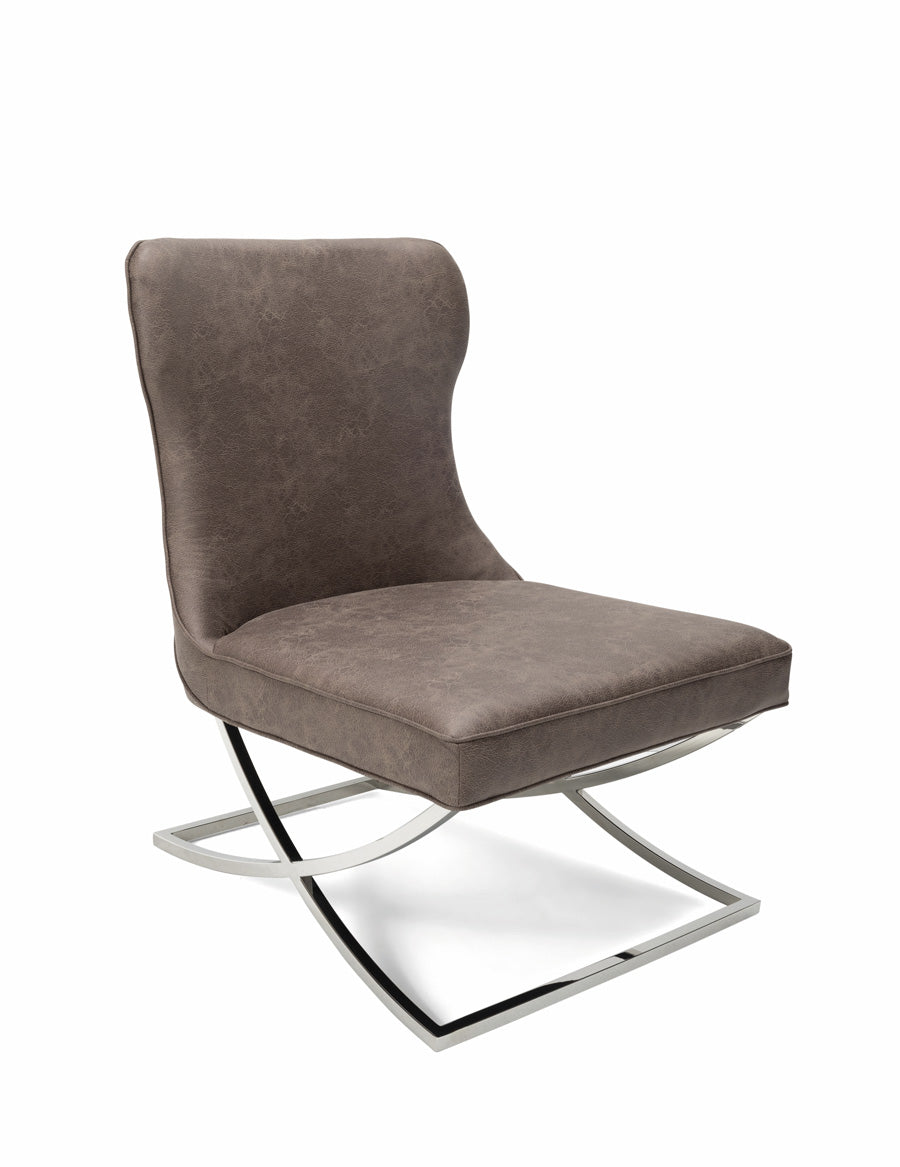 Poltroncina design base in acciaio seduta rivestita in ecopelle cm 63x72x84h - vari colori - immagine 2