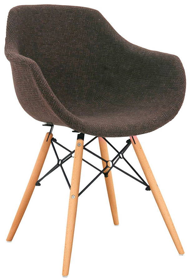 Set da 2 Poltrona relax moderna per lettura in tessuto marrone e struttura in legno e metallo