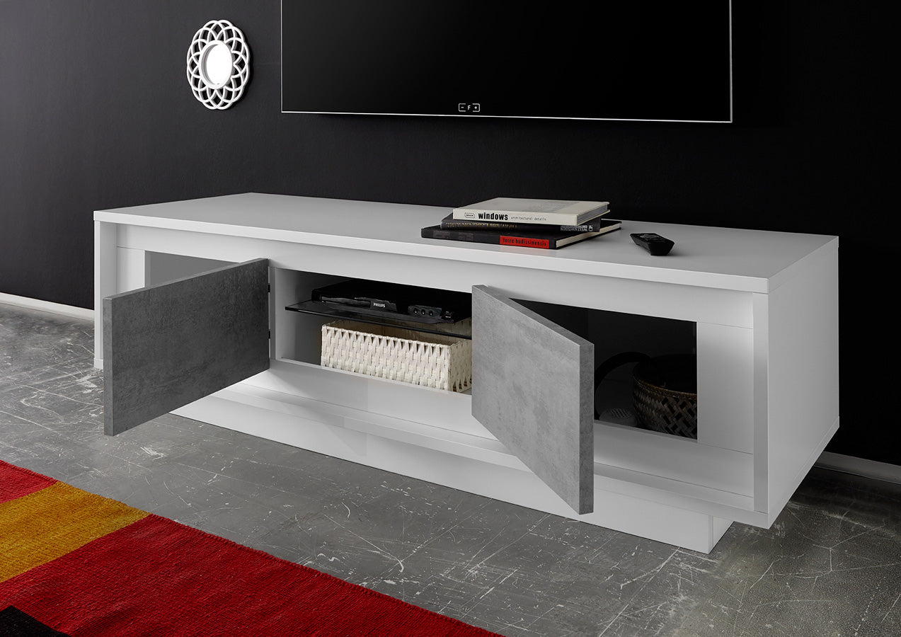 Odette - Mobile porta tv basso con ante laterali in melaminico cm 156x50x45h - vari colori - immagine 2