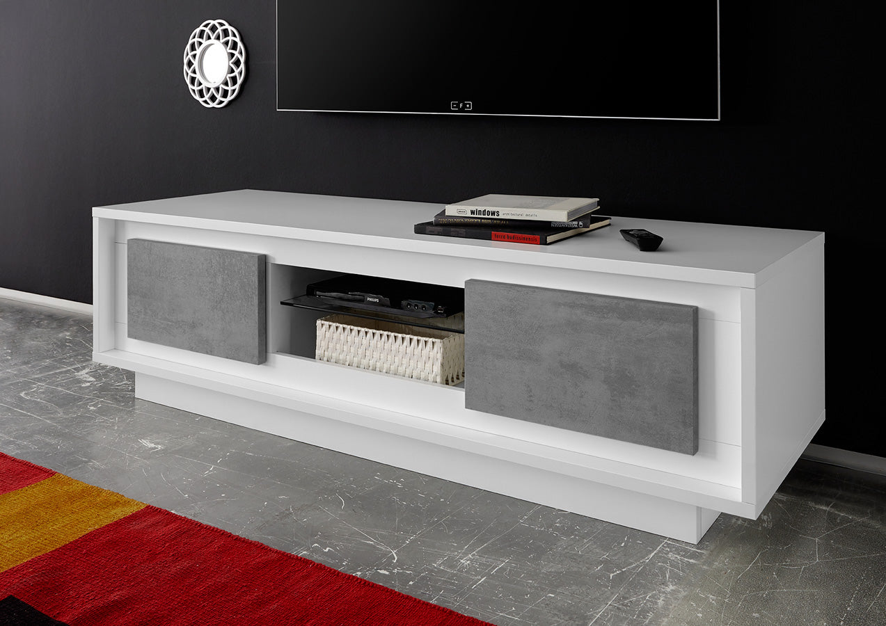 Odette - Mobile porta tv basso con ante laterali in melaminico cm 156x50x45h - vari colori