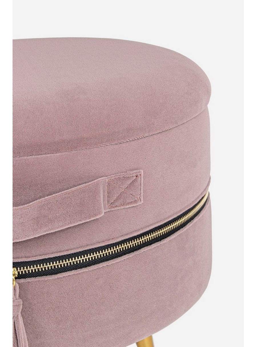 Set da 2 Pouf contenitore in velluto gambe in acciaio dorato stile moderno - vari colori - immagine 2