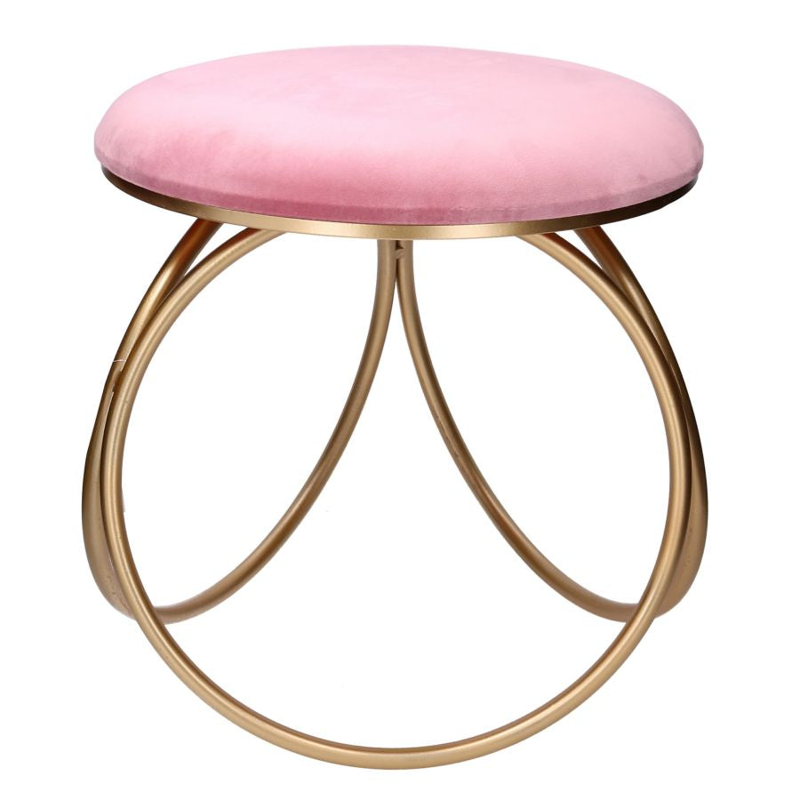 Pouf tondo base in metallo colore oro seduta in velluto cm 44x42x43h - vari colori - immagine 2