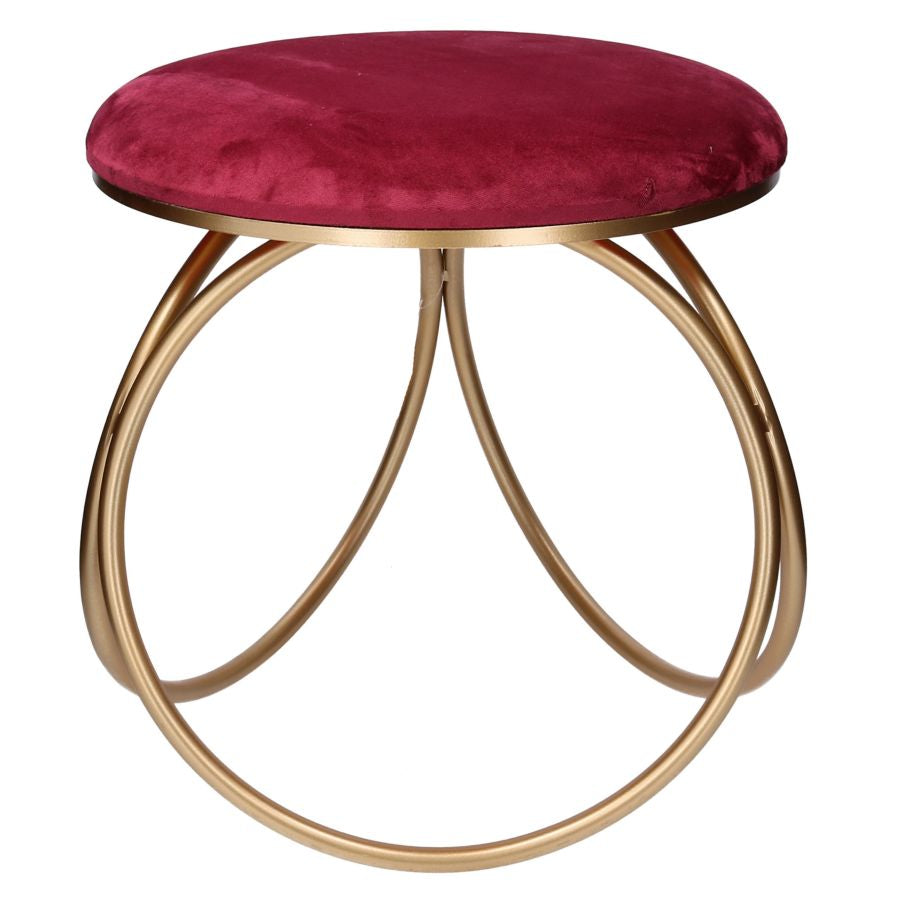 Pouf tondo base in metallo colore oro seduta in velluto cm 44x42x43h - vari colori