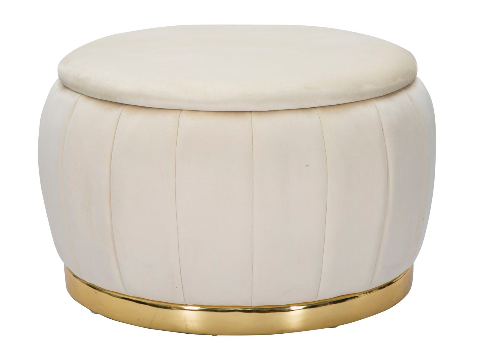 Pouf tondo contenitore in velluto base in metallo dorato cm Ø 72x43h - immagine 2