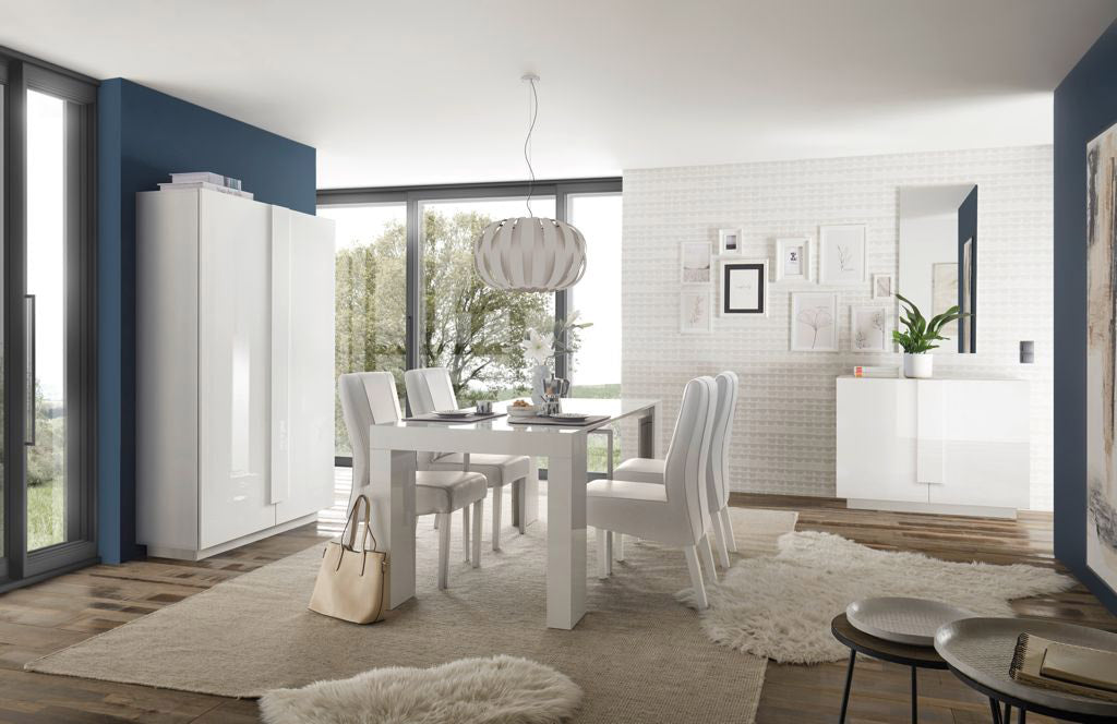 Telaviv - Sala da pranzo moderna mobili soggiorno in legno bianco lucido