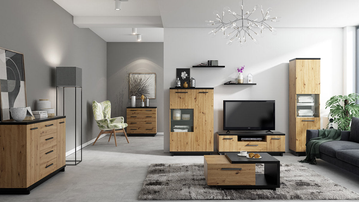 Selmy - Mensola in legno colore nero per soggiorno salotto cm 68x20x3h - immagine 2