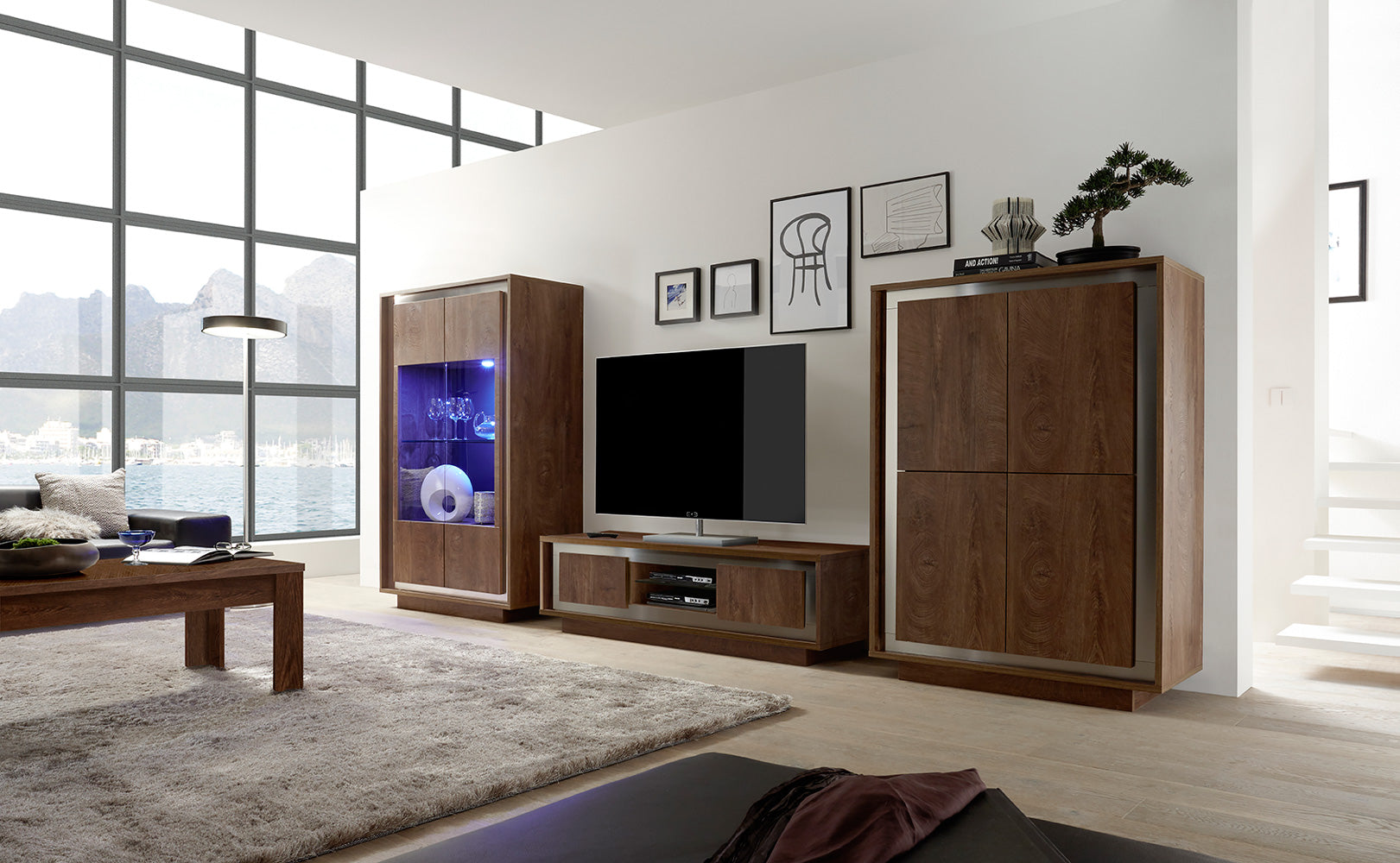 Osiride - Tavolino da caffè basso in legno finitura rovere cognac cm 122x65x45h - immagine 2