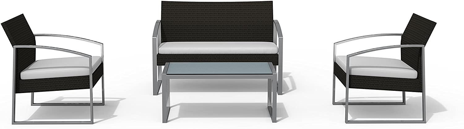 Salotto da esterno colore nero con poltrone divano e tavolo - vari colori