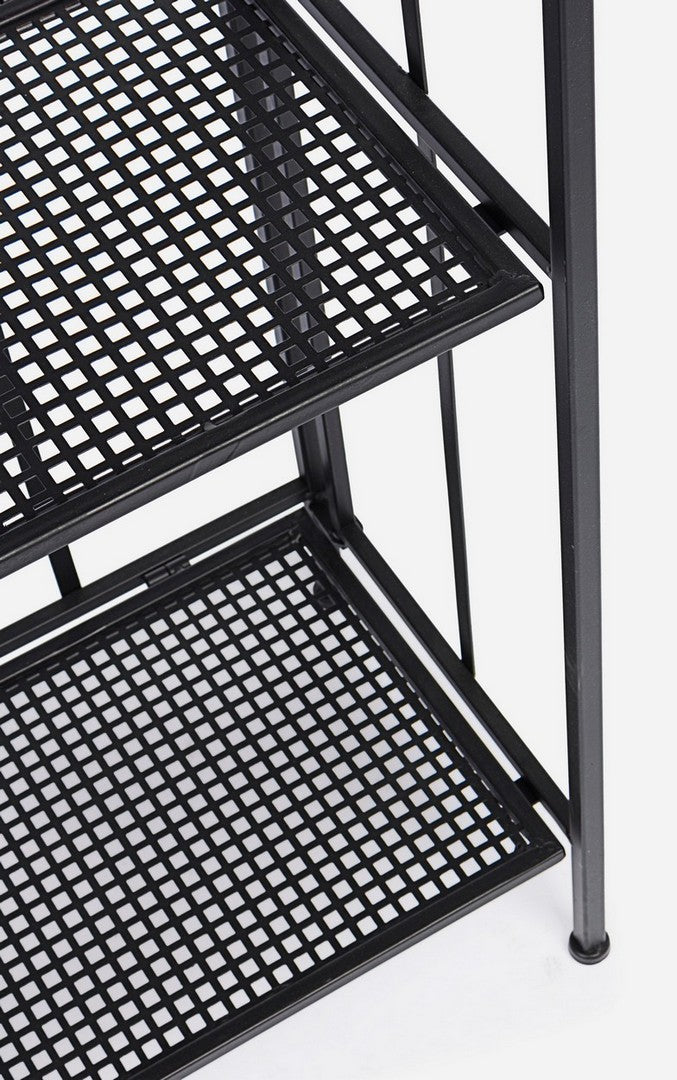 Scaffale stile industriale in acciaio colore nero inserti in rattan cm 61x28x161h - immagine 2