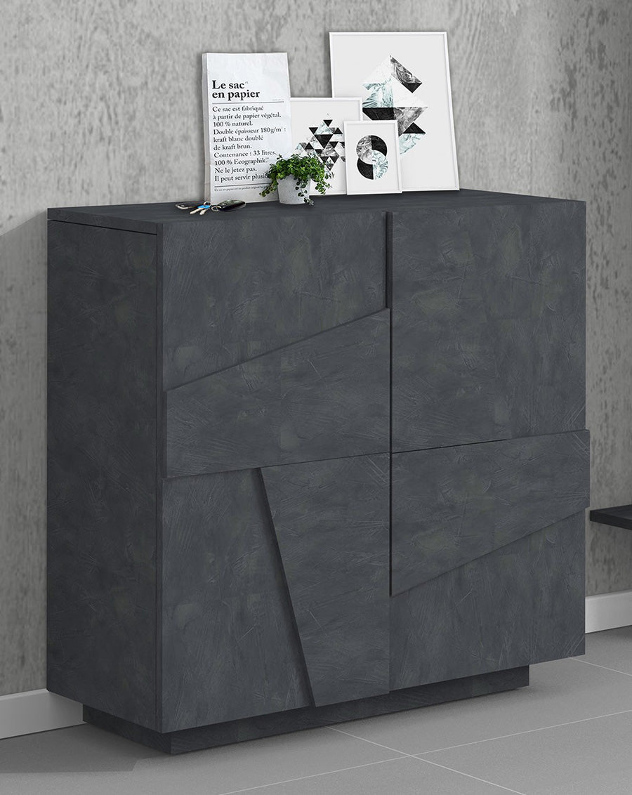 Mecheope - Scarpiera design forme geometriche in legno 2 ante cm 81x38x86h - vari colori