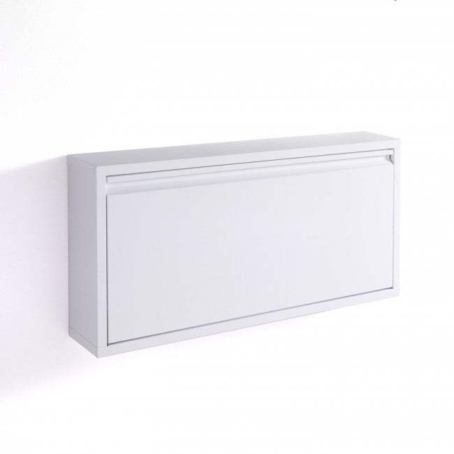 Scarpiera da parete sospesa in metallo bianco 1 anta cm 75x12x37h