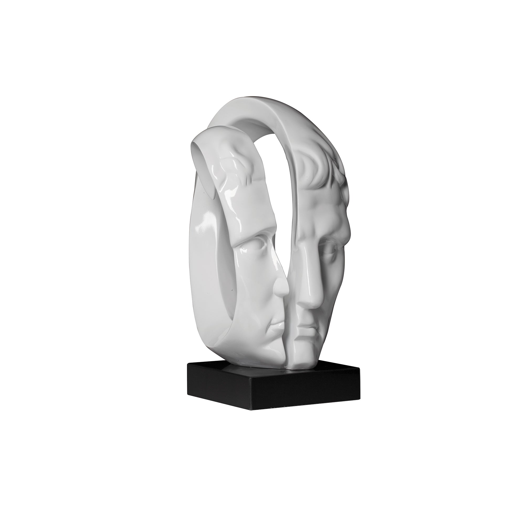 White Man - Scultura bianca in poliresina con base in marmo nero cm 35x26x48h