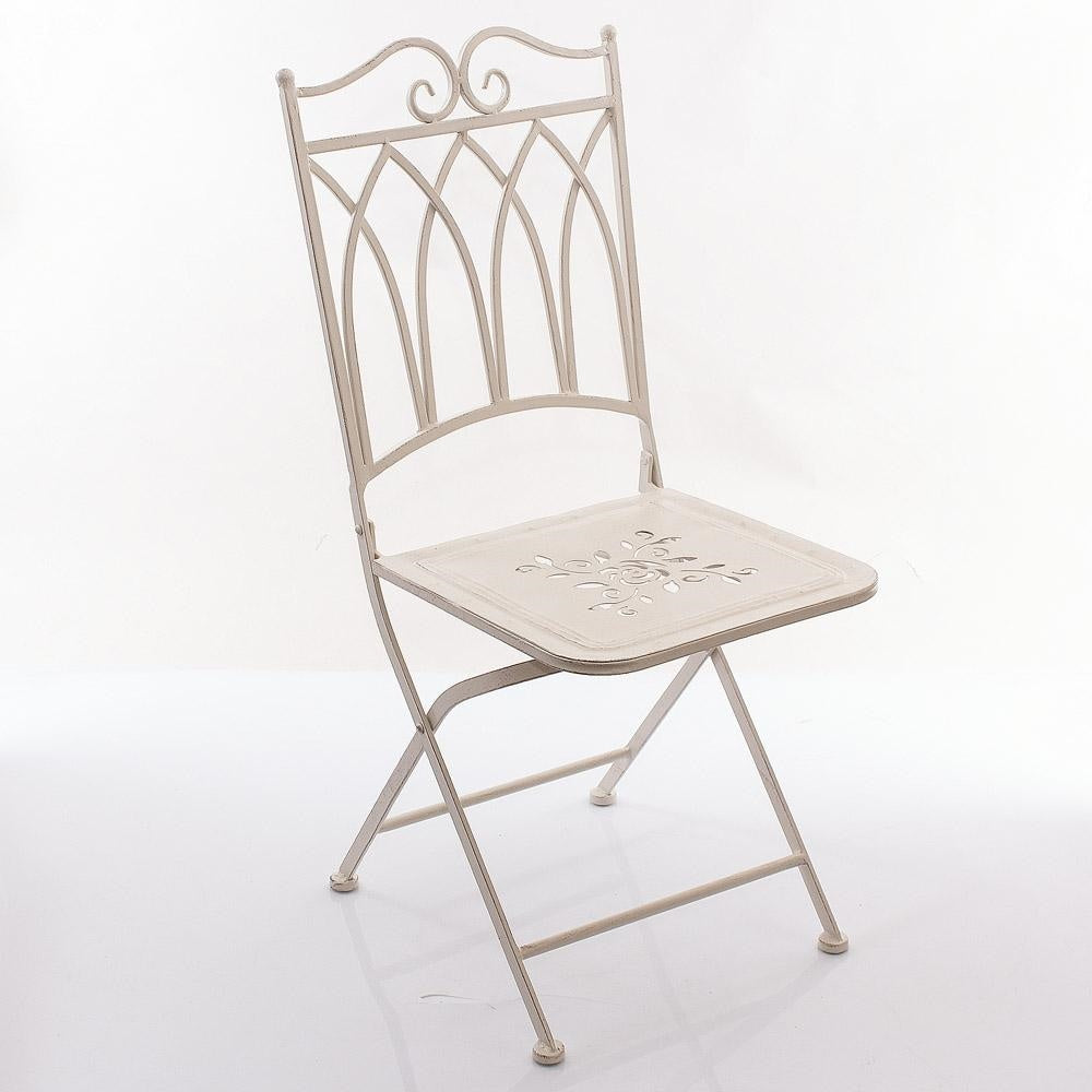 Sedia da esterno in metallo pieghevole stile shabby cm 38x51x93h