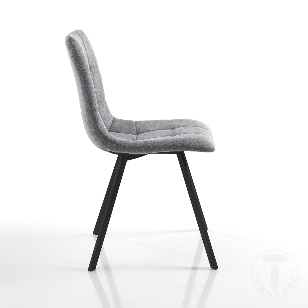 Set da 4 Sedia moderna scocca imbottita e rivestita in tessuto grigio cm 46x56x85h - immagine 2