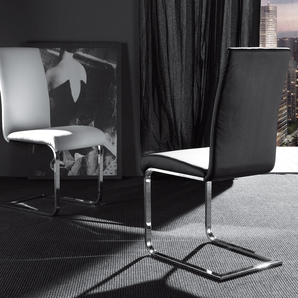 Kant - Set da 2 Sedia design in metallo cromato rivestita in ecopelle cm 43x55x97h - vari colori