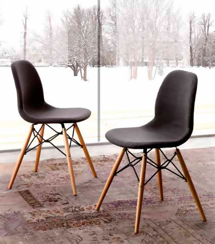 Shell Dress - Set da 2 Sedia moderna in legno massello rivestita in tessuto cm 45x48x84h - vari colori