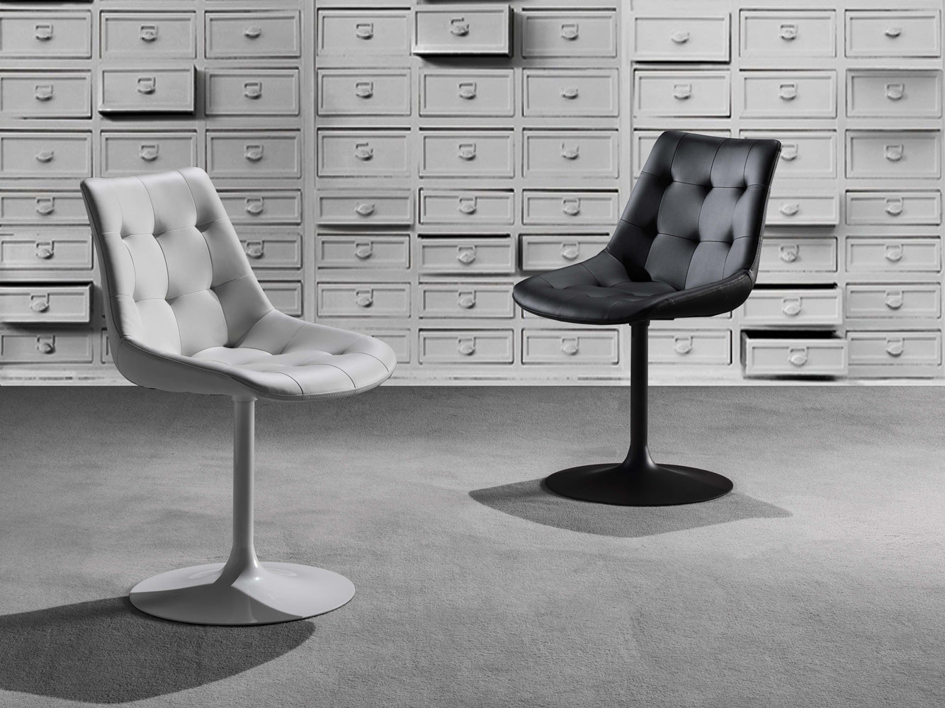 Charme - Set da 2 Sedia girevole moderna in acciaio rivestita in ecopelle cm 50x57x83h - vari colori