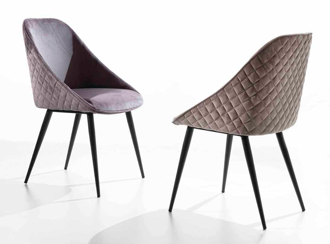 Tiffany - Set da 2 Sedia moderna rivestita in velluto antimacchia cm 52x57x83h - vari colori