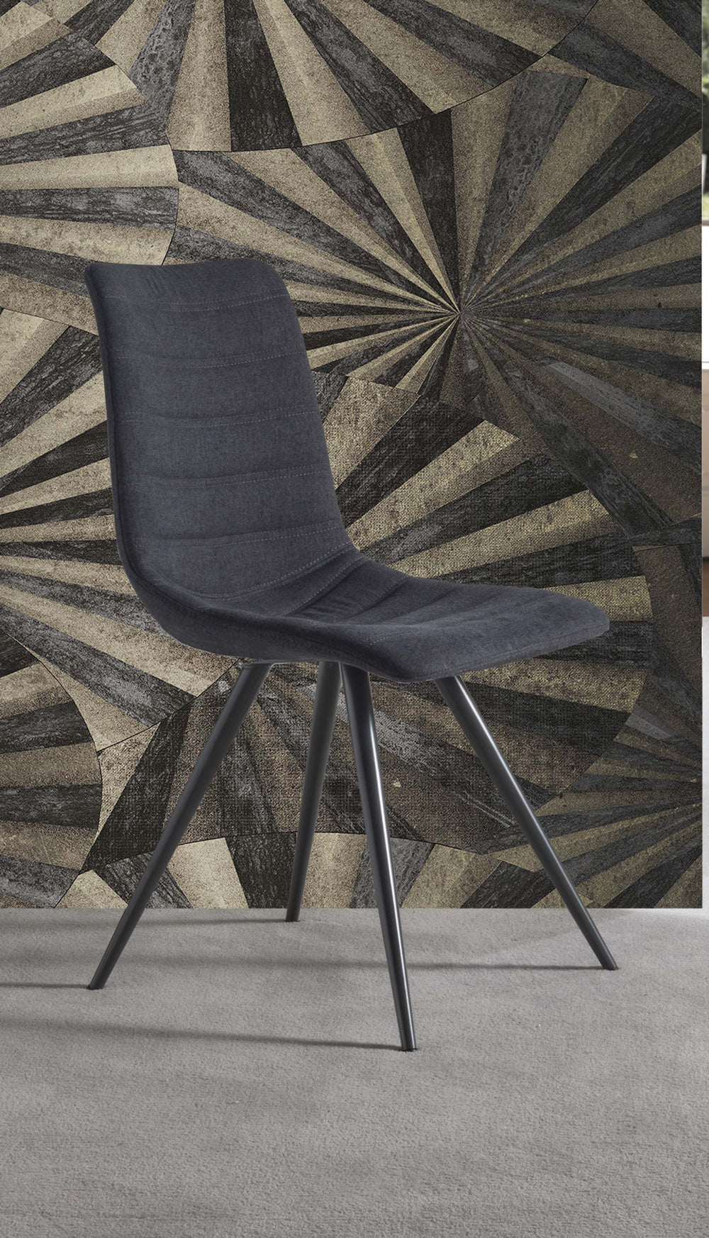 Ingrid - Set da 2 Sedia moderna per salotto living imbottita rivestita in tessuto antracite cm 44x57x87h