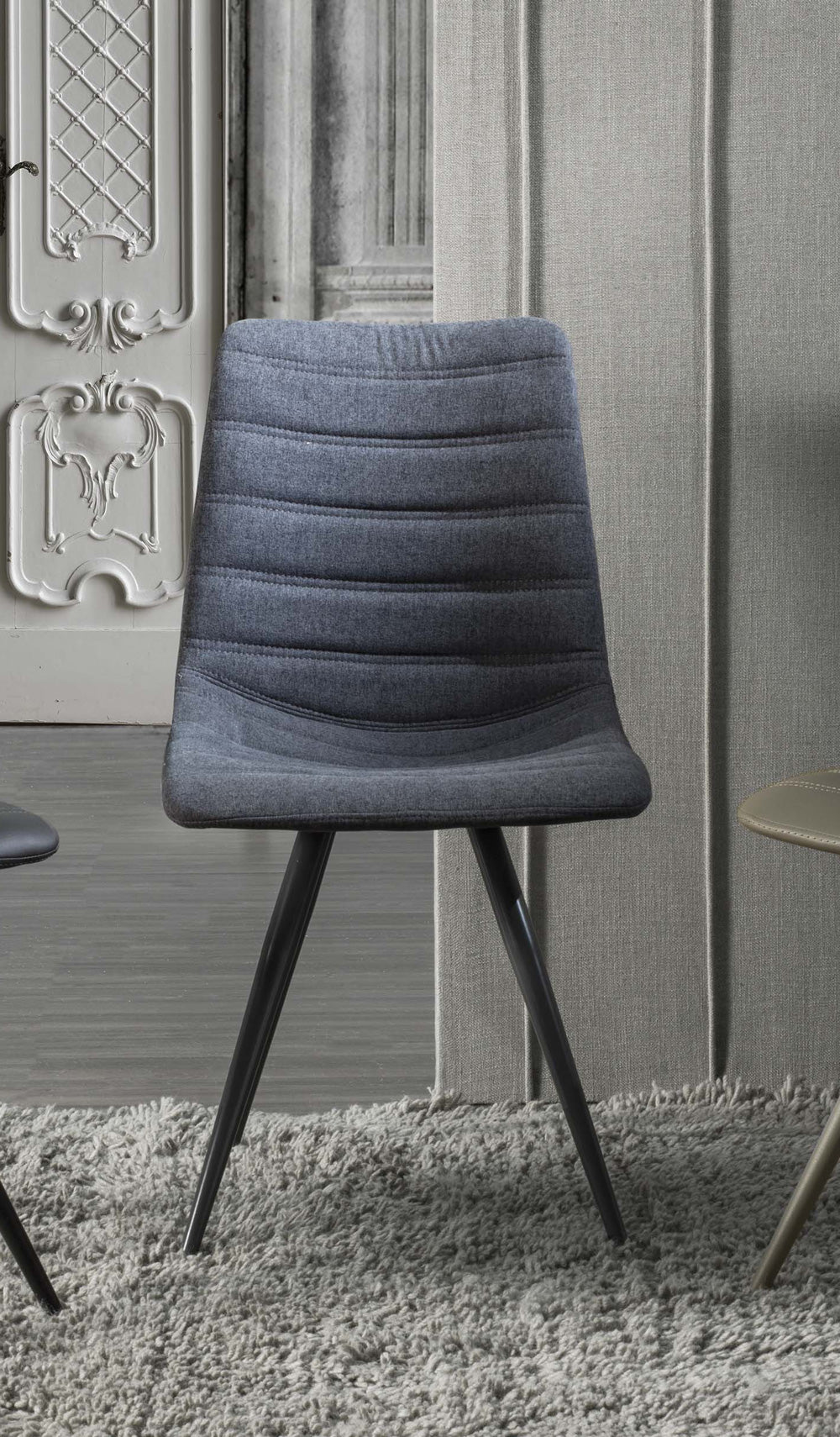 Ingrid - Set da 2 Sedia moderna per salotto living imbottita rivestita in tessuto antracite cm 44x57x87h - immagine 2