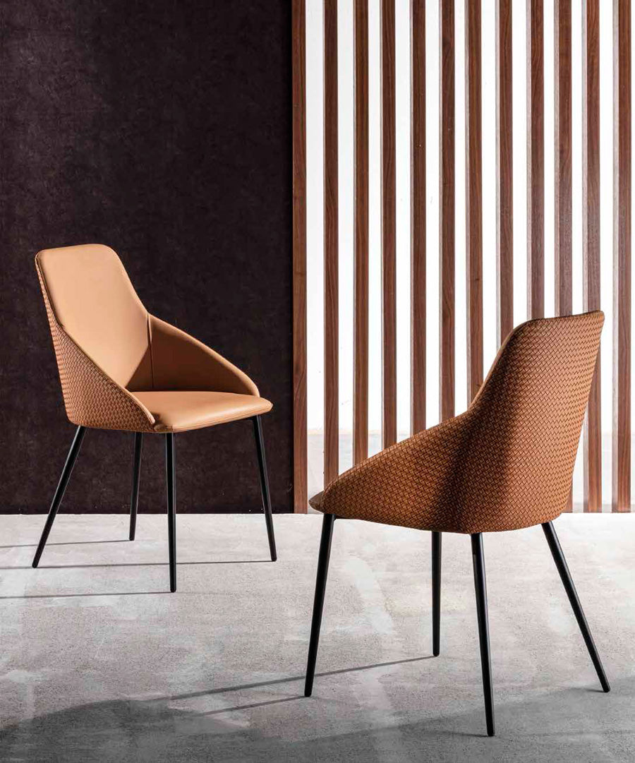 Roma - Set da 2 Sedia salotto in ecopelle gambe in metallo cm 52x57x88h - vari colori