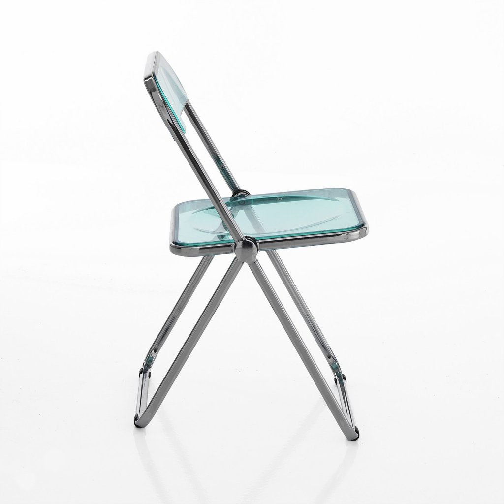 Set da 4 Sedia pieghevole in metallo e policarbonato trasparente cm 48x48x75h - vari colori - immagine 2