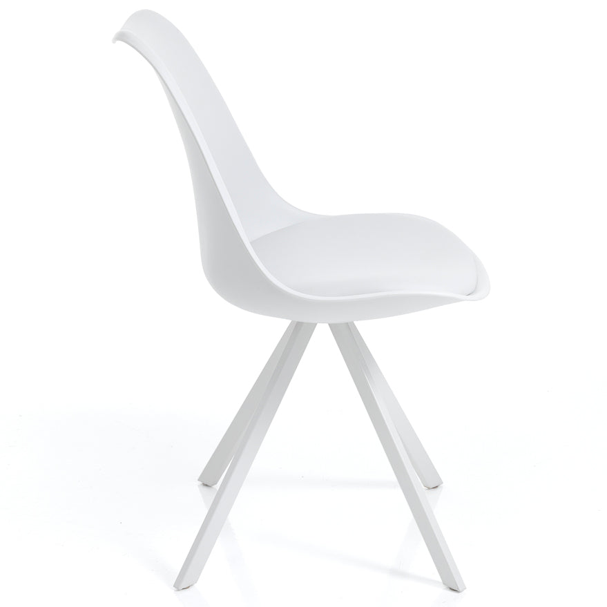 Set da 4 Sedia moderna in polipropilene con cuscino gambe acciaio cm 48x58x82h - vari colori - immagine 2