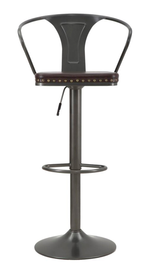 Sgabello alto regolabile con schienale stile industrial cm 51x48x86/113h - immagine 2