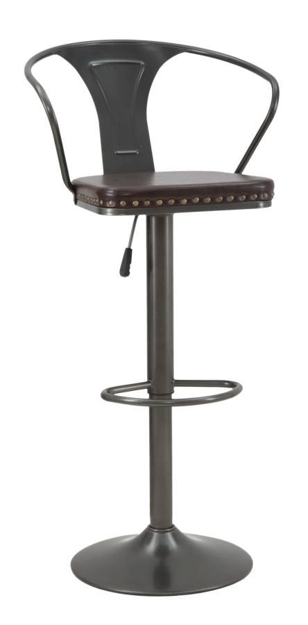 Sgabello alto regolabile con schienale stile industrial cm 51x48x86/113h