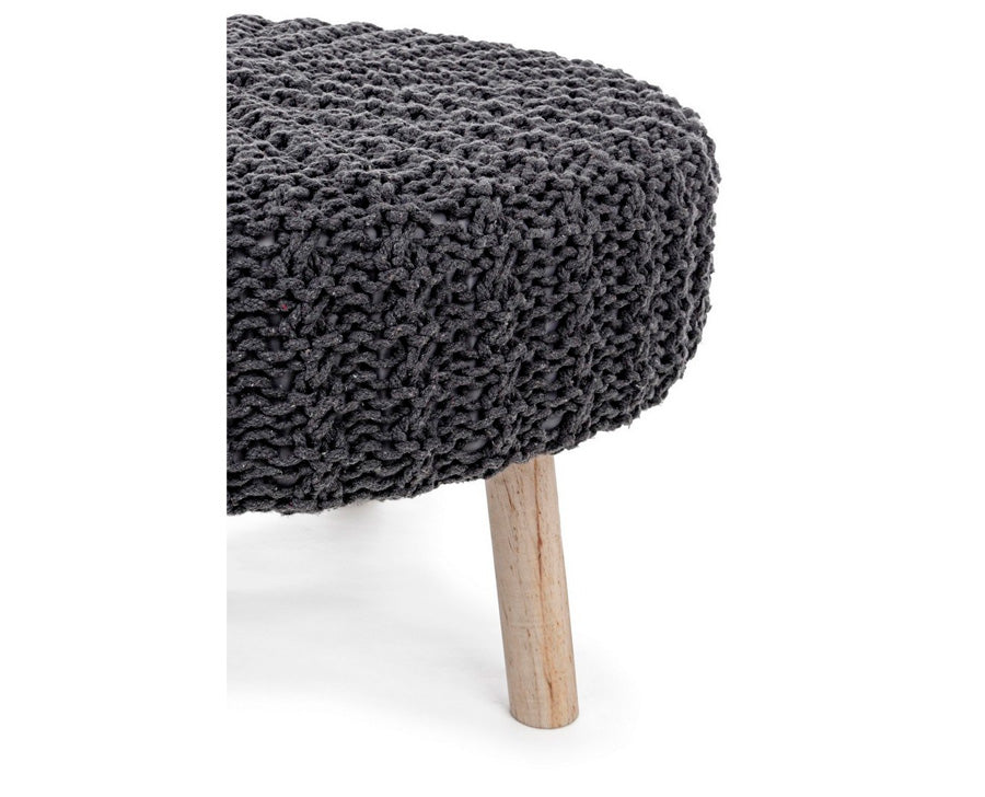 Sgabello basso seduta rotonda in cotone gambe in legno cm Ø 70x40h - vari colori - immagine 2