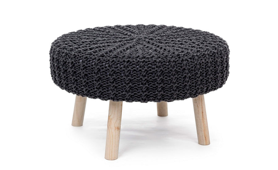 Sgabello basso seduta rotonda in cotone gambe in legno cm Ø 70x40h - vari colori