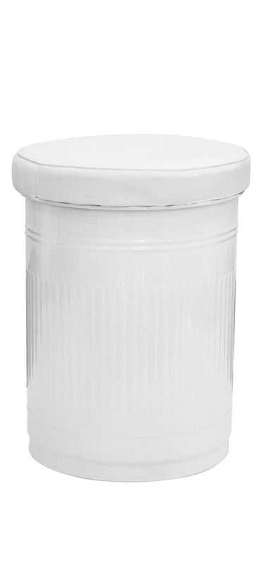 Pouf bidone sgabello basso in metallo con seduta in ecopelle cm Ø 37x47h - vari colori - immagine 2