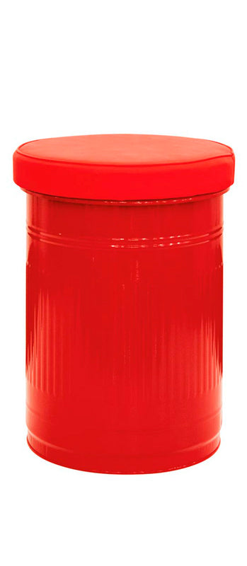 Pouf bidone sgabello basso in metallo con seduta in ecopelle cm Ø 37x47h - vari colori