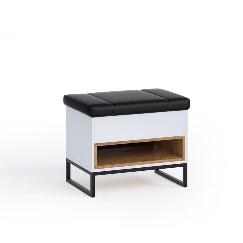 Midil - Pouf contenitore in legno seduta in similpelle per ingresso cm 65x40x50h - vari colori - immagine 2