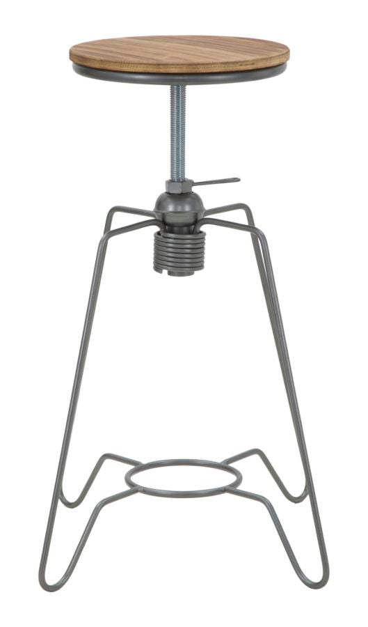 Sgabello industrial regolabile in ferro con seduta in legno tonda cm Ø 39x55/70h - immagine 2