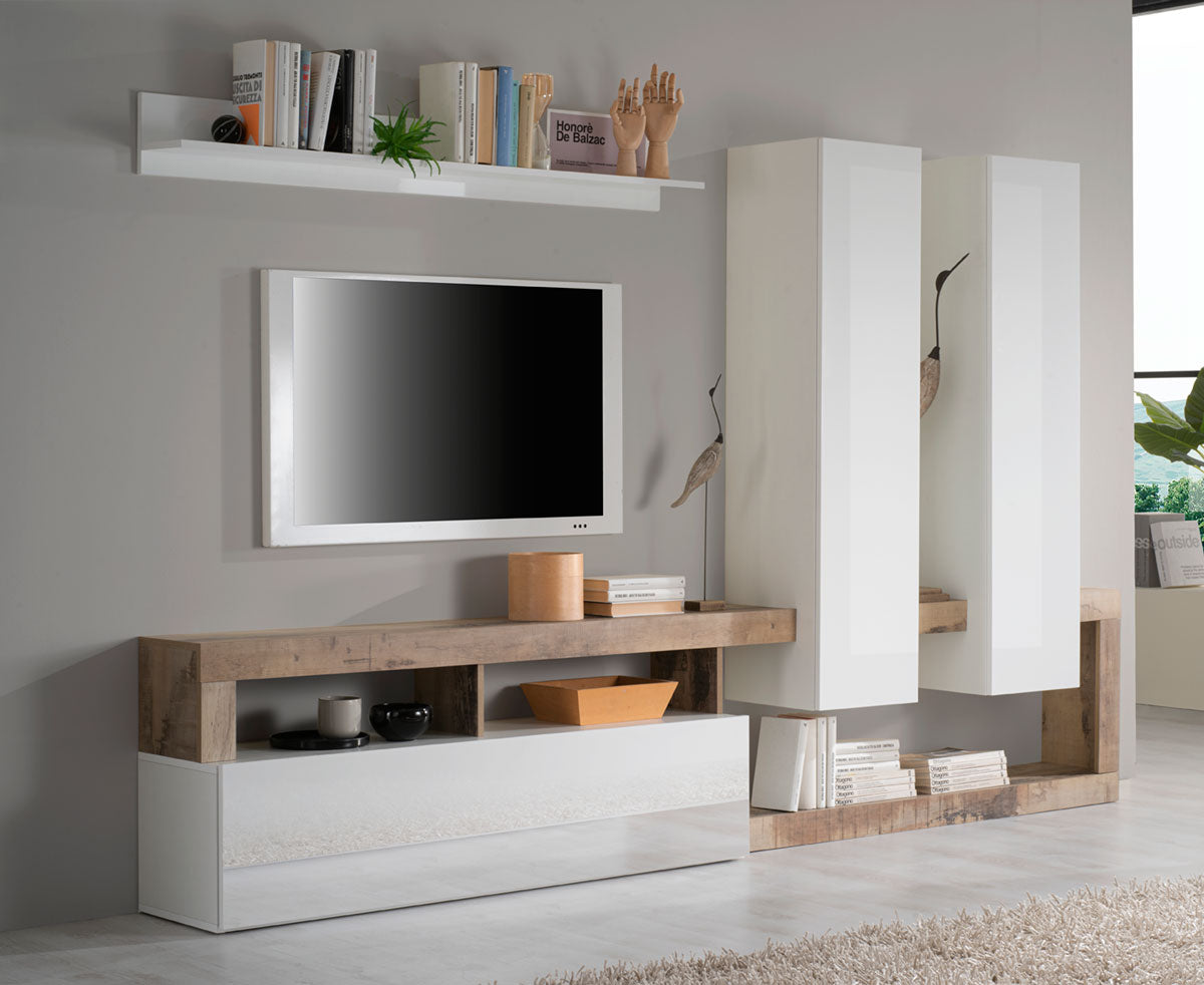 Demy - Living moderno parete attrezzata con madia bianco - vari colori - immagine 2