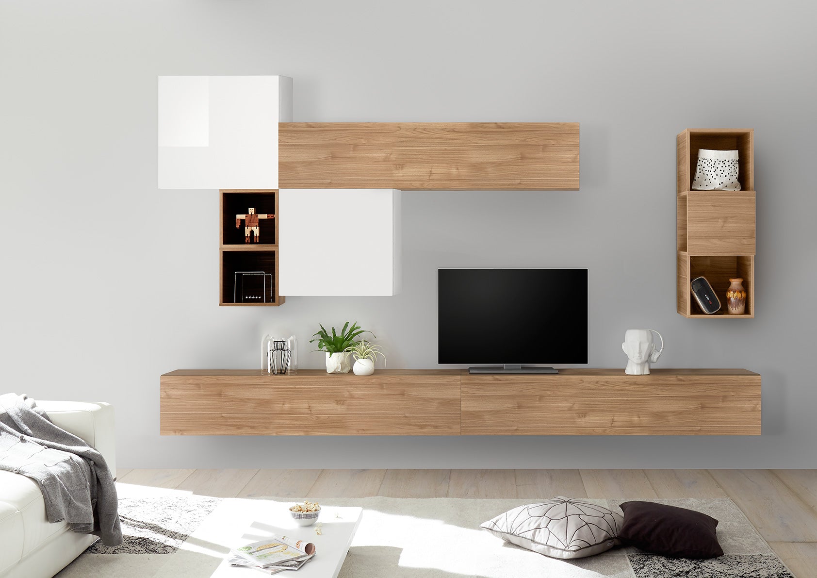 Gomez - Parete soggiorno design moderno componibile e sospesa - vari colori - immagine 2