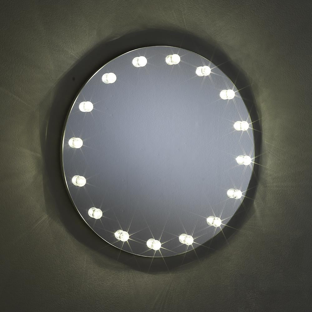 Specchio da parete tondo moderno con luci led integrate cm ø 50x5 - immagine 2