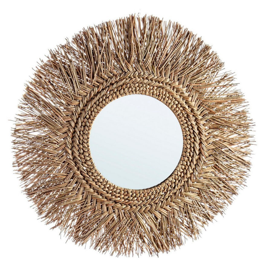 Specchio rotondo da muro con cornice in bambù cm Ø73x2 - vari colori - immagine 2